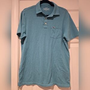 Vineyard Vines Edgartown Turquoise & Blue Striped Polo Shirt Mens Size Small